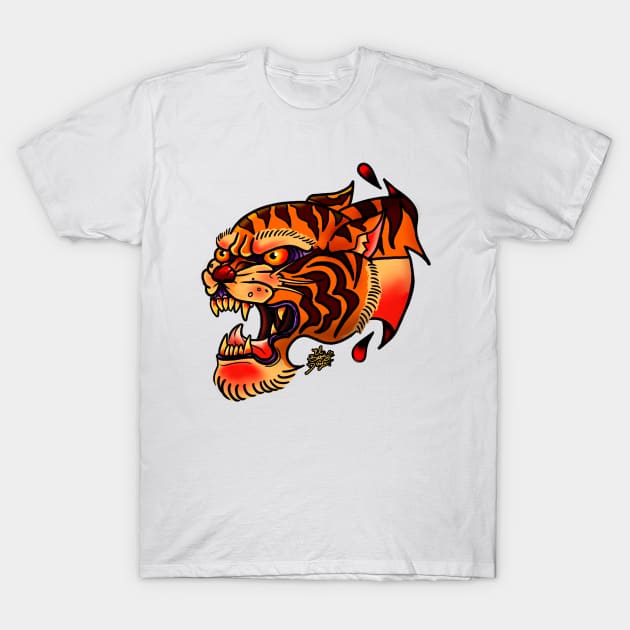 Tiger traditional tattoo T-Shirt by El Bars 